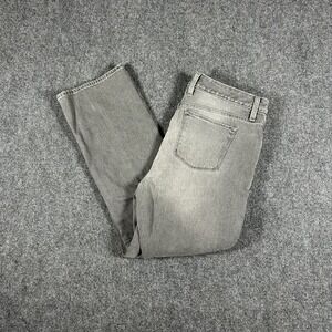 LL Bean Favorite Fit Gray Jeans Womens 12 White High Rise Stretch Plaid #2493